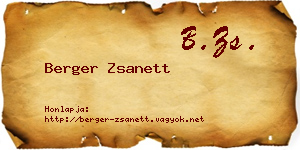 Berger Zsanett névjegykártya